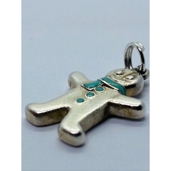 Tiffany&Co Gingerbread Man Pendant Charm Blue Enamel Sterling Silver Pouch - Picture 4 of 10